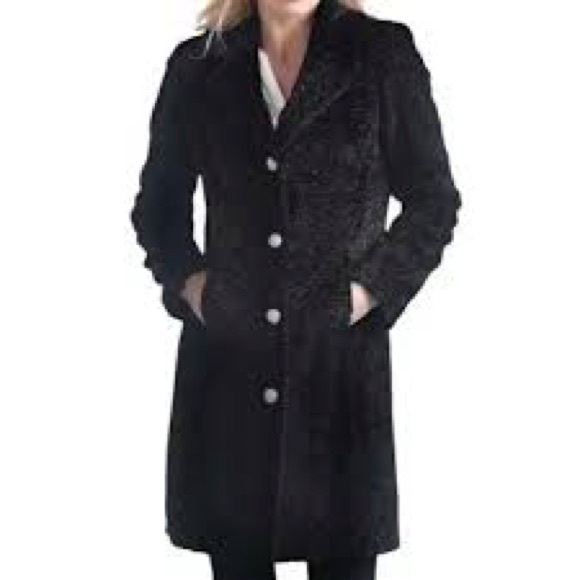 [Fabulous Furs] Faux Persian Lamb Black Coat, size M - Picture 1 of 4